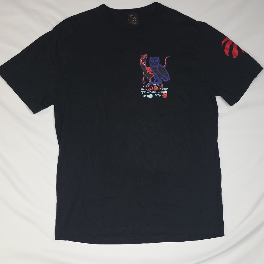 Ovo Black Short-Sleeve Graphic T-Shirt with Owl and Snake Design Medium